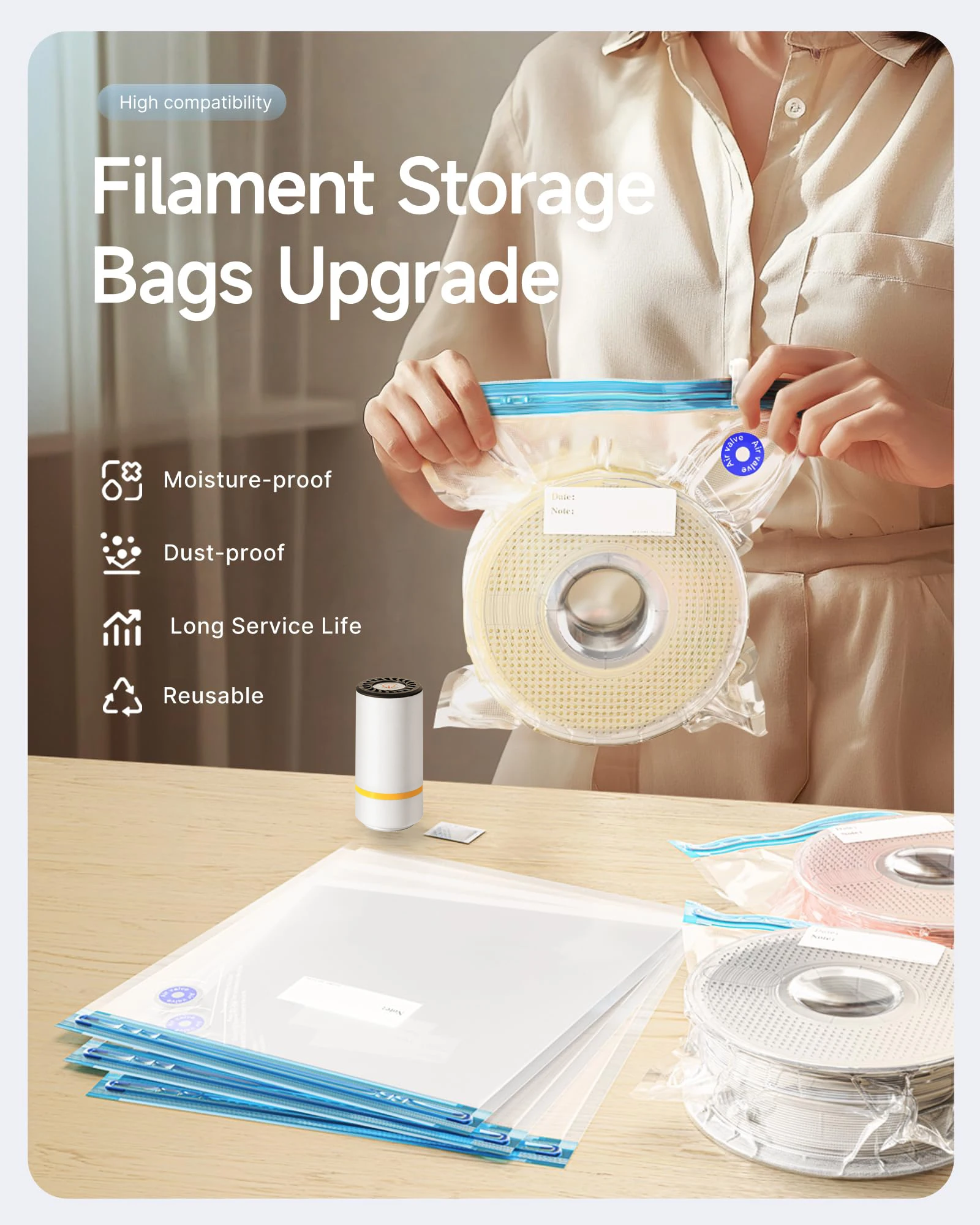 USB 충전식 전기 공기 펌프가 포함된 3D 프린터 필 - 3D Printing Bambu Lab 리뷰 및 가격